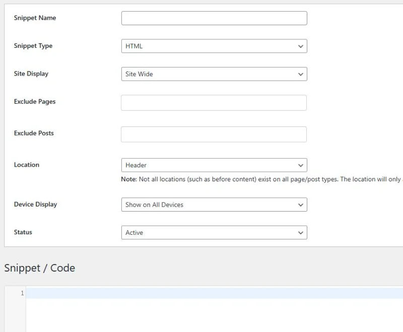 Header Footer Code Manager